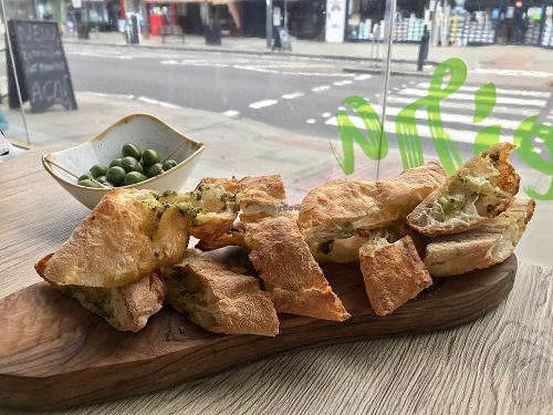 Delicious vegan garlic bread  at Oliveira in South West London