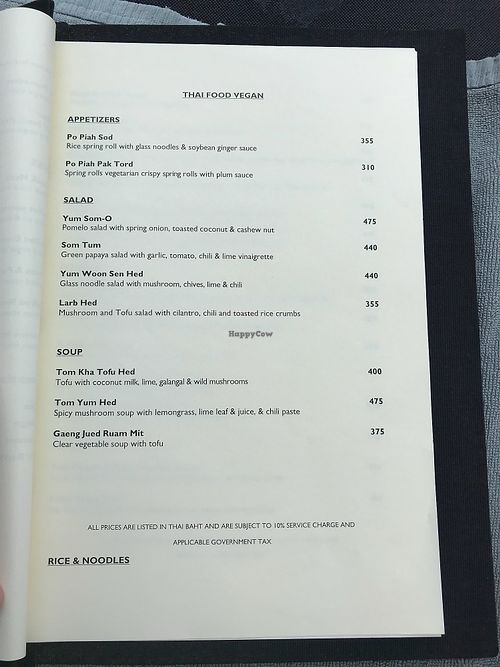 Vegan menu pg3 at Paresa Resort in Phuket