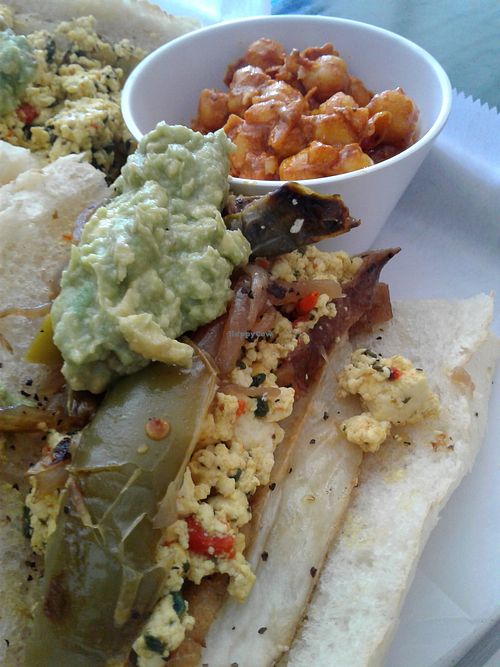 Breakfast bomber with seitan sausage  at Milo - East Falls in Philadelphia