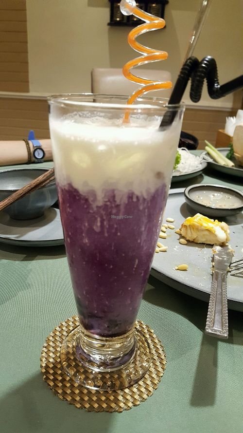 Supposed to be blue flower tea but turned out to be blueberry juice with grape flavor at Pho Da Chay in Hanoi