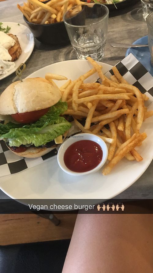 Vegan cheese burger  at The Backyard in Geelong