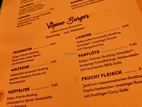 menu at Peter Pane in Leipzig
