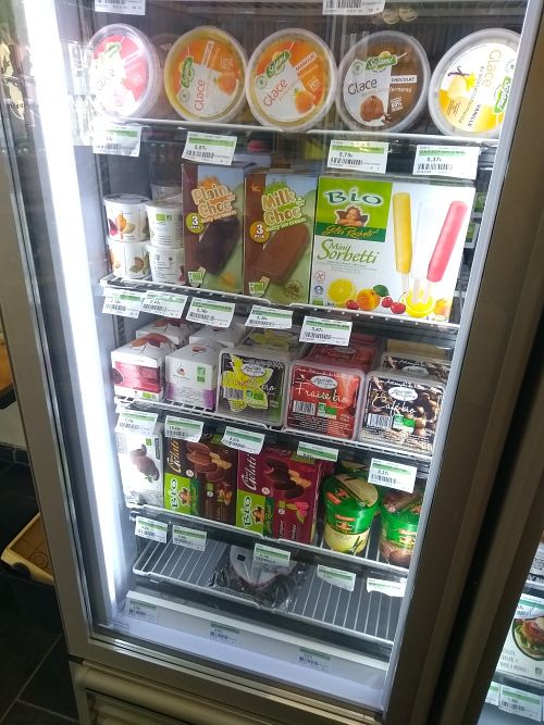 Dairy and non dairy ice creams or sorbetti at Biocoop in Wattignies
