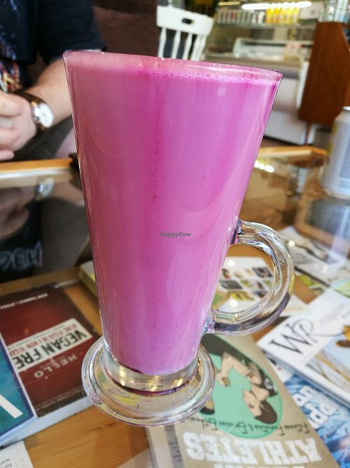 A very pretty and tasty beetroot latte  at Be The Change - Bake a Difference in Worcester
