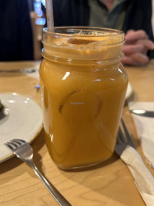 Orange carrot apple and ginger juice (detox)  at Maiatza in San Sebastian