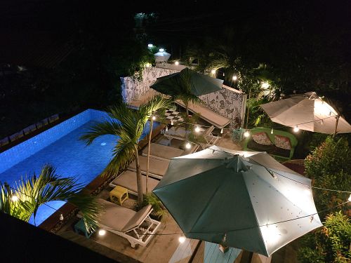 View to the pool from upstairs at Baby Elephant Boutique Hotel in Siem Reap