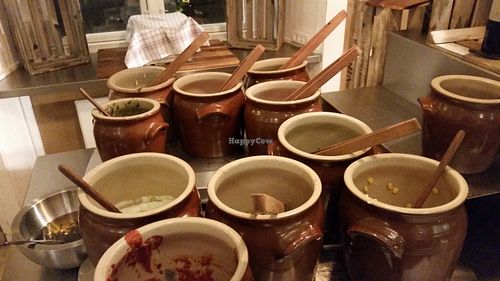 Salad dressings and salad at RizRaz - Kannikestraede in Copenhagen