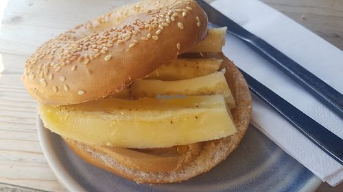 Peanut butter, banana, golden syrup bagel at No35 Harrogate Coffee in Harrogate