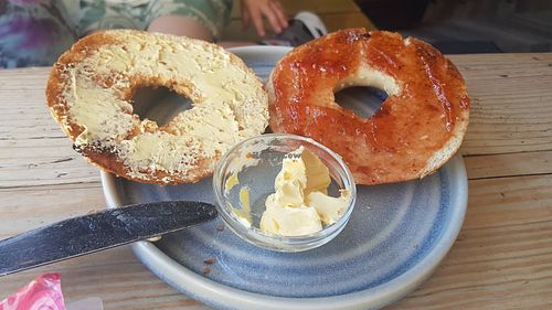 Vegan jam and butter bagel at No35 Harrogate Coffee in Harrogate