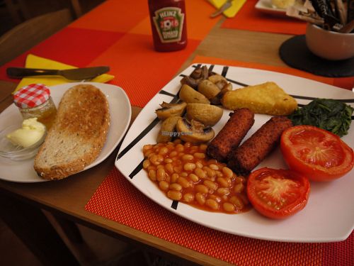 Full English breakfast! Butter also vegan. at Mango Cafe in Mijas