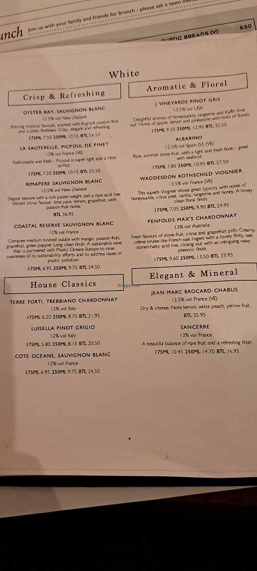 They mark wines that are vegan at The Hawes Inn in South Queensferry