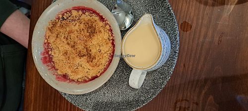 Apple crumble and custard at The Hawes Inn in South Queensferry