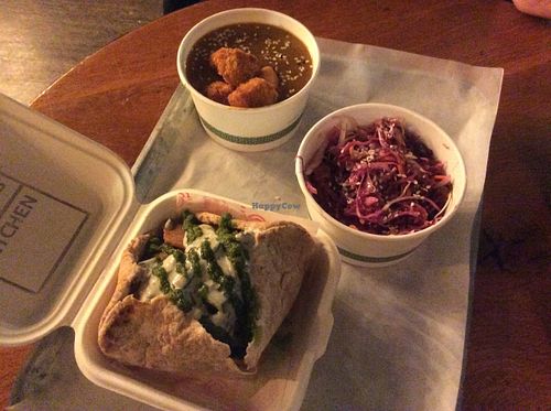 Two meals and a side salad  at Knaves Kitchen in Leeds