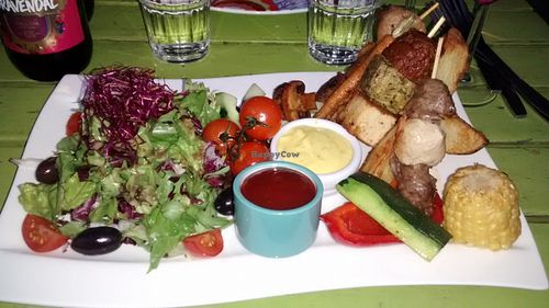 Mixed grill (tofu and seitan) with a salad at Chutney in Stockholm