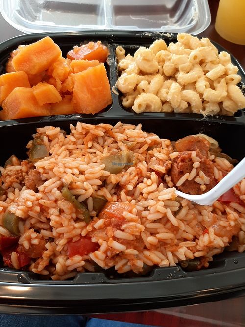 Yams, jambalaya, and macaroni and cheese at Sweet Soulfood in New Orleans