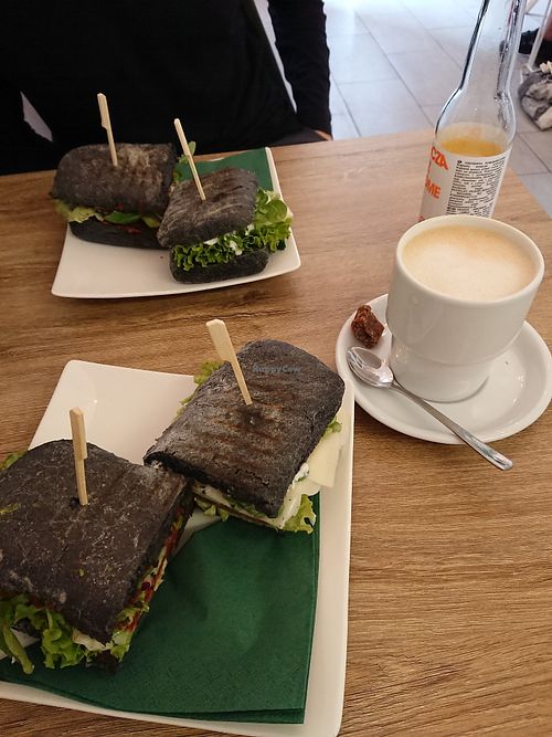 ciabattas and coffee at Vegano Cafe in Krakow