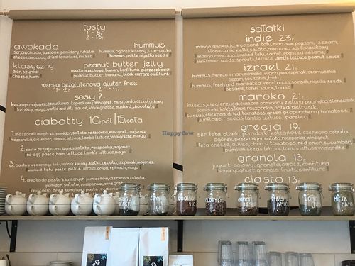 Menu at Vegano Cafe in Krakow