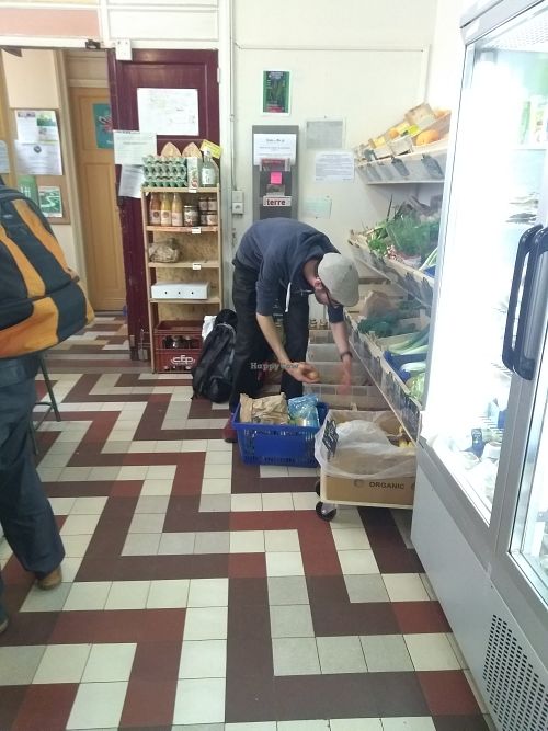 The entrance and the organic  fruits/veggies  at Robin des Bio in Lille