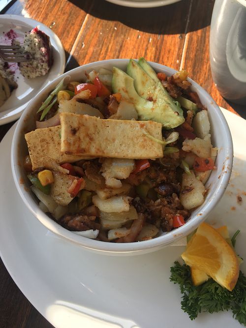 Hash breakfast bowl ( I started eating it before I took the photo lol)  at The Arcadian Kitchen in Vernon
