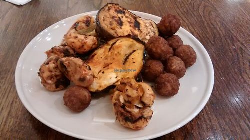 BBQ vegetables and soya balls at Hermans in Stockholm