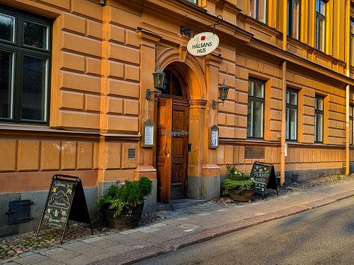 Outside door to Hermans at Hermans in Stockholm