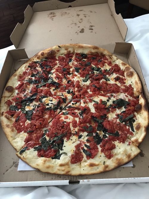 Vegan margarita pizza  at NY Pizza Suprema in New York City
