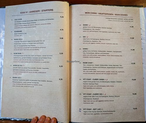Menu page at Good Morning Vietnam at Good Morning Vietnam Vegan in Berlin