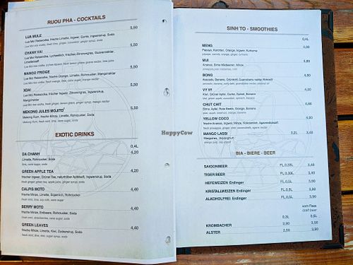 some of the menu for Good Morning Vietnam Vegan at Good Morning Vietnam Vegan in Berlin