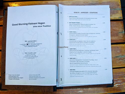 some of the menu for Good Morning Vietnam Vegan at Good Morning Vietnam Vegan in Berlin