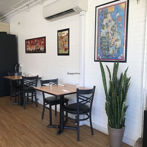 Seating & art at Serendib in Ellsworth