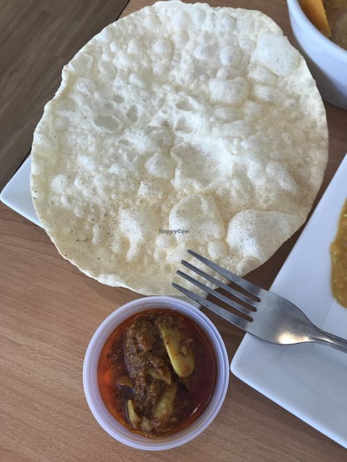 Pappadam with garlic pickle at Serendib in Ellsworth