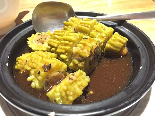 Bitter melon stuffed with sticky rice at Tianzi Vegetable Restaurant in Shenzhen