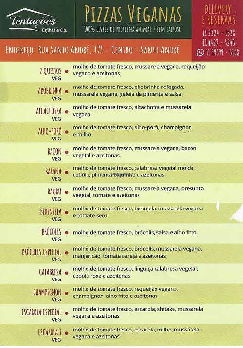 Vegan Menu (1) at Tentacoes Esfihas & Cia in Santo Andre