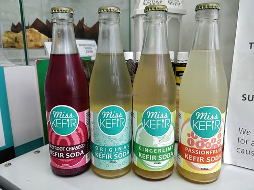 Kefir sodas is suitable for vegans. Contains traces of alcohol at Miss Kefir in Central Singapore