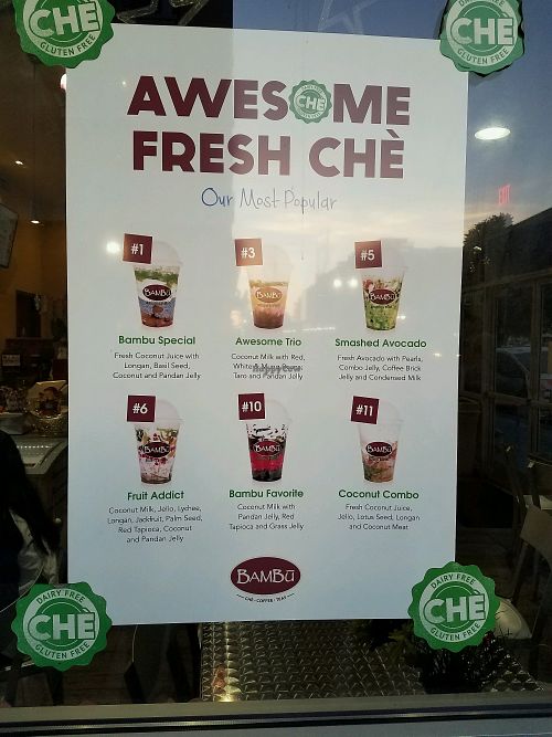 Some of their beverages at Bambu Desserts & Drinks in Sunnyvale
