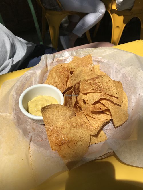 Chips with mango salsa at Backyard Taco in Edgartown