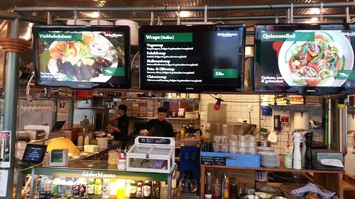 counter and menu at Sodermanna Vegetariska in Stockholm