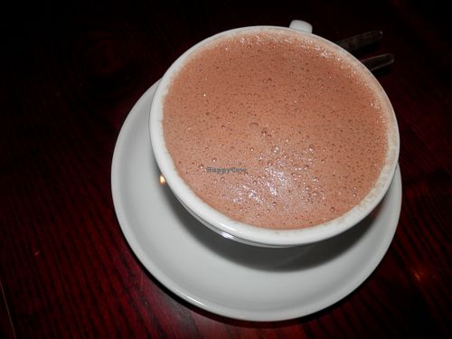 Hot chocolate with soy milk at Caffe Nero in Peterborough