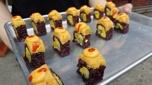 Spicy mang samples at Beyond Sushi - Mulberry St in New York City