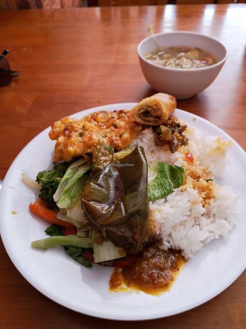 Rice with various toppings at Au Lac in Da Lat