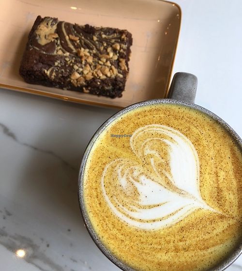 PB brownie + Golden Latte   at Kale+Coco in Dublin