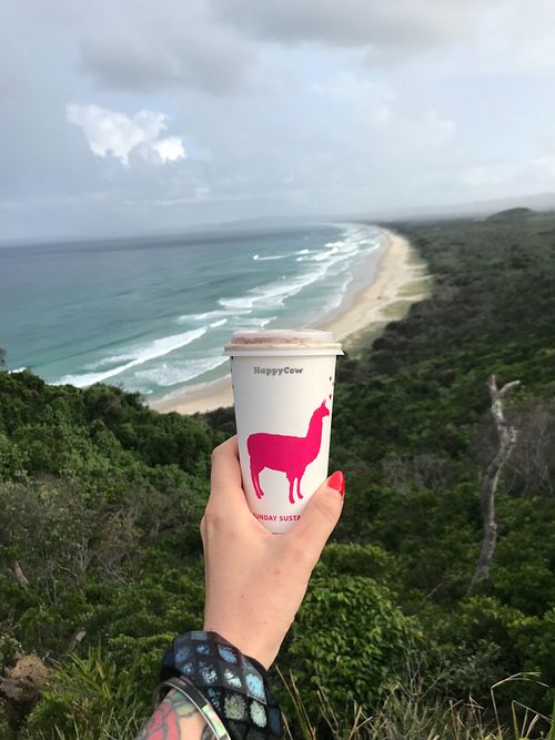 Lovely coffee cups at Sunday Sustainable Bakery in Byron Bay