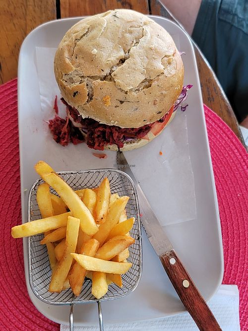 Red Passion Burger  at Aroma Coffee Bar in Cahuita
