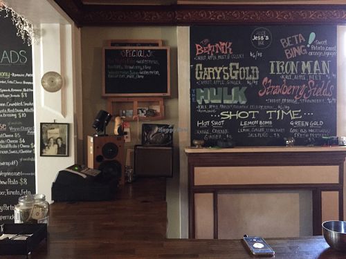 Menu blackboard 2 at Jess's Juice Bar in Lambertville