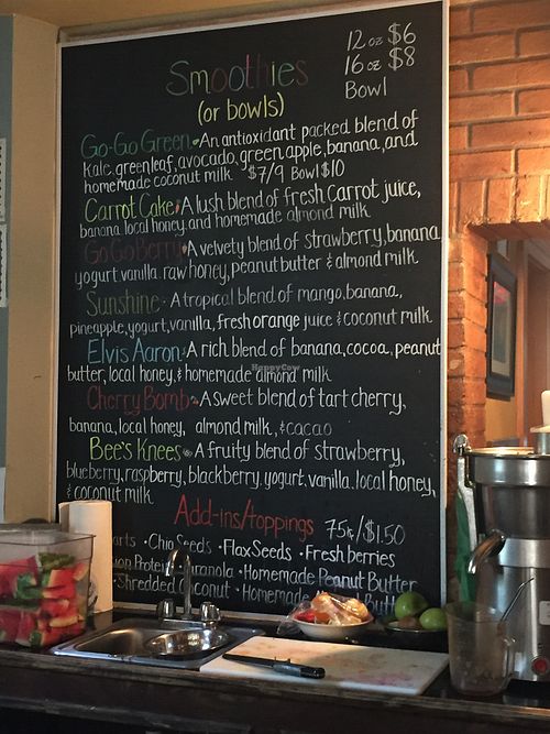 Menu blackboard 3 at Jess's Juice Bar in Lambertville
