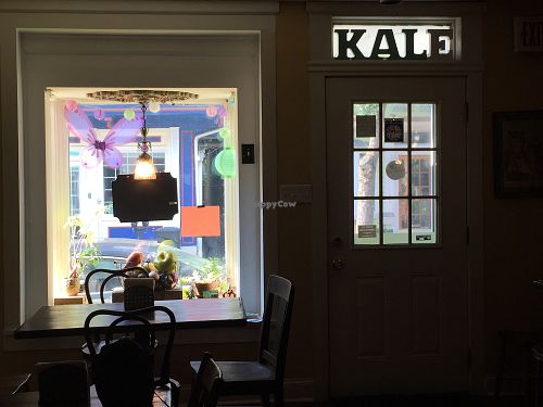 Inside, looking out at Jess's Juice Bar in Lambertville