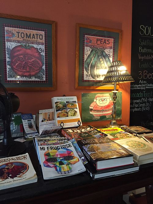 Just a small sample of the reading material available at Jess's Juice Bar in Lambertville