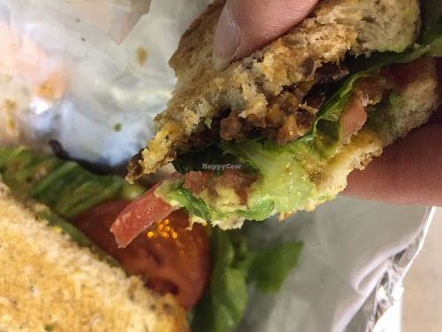 TLT (Smokey tempeh, lettuce, & tomato, with added avocado, hold the veganaise) at Jess's Juice Bar in Lambertville