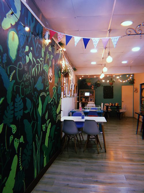 Cute decor at Lazy Vegan in Santiago