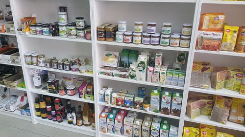Plant milks, soy whipping cream, nut butters, sandwich spreads, miso, soy sauce  at Alentejo Natural in Santiago Do Cacem